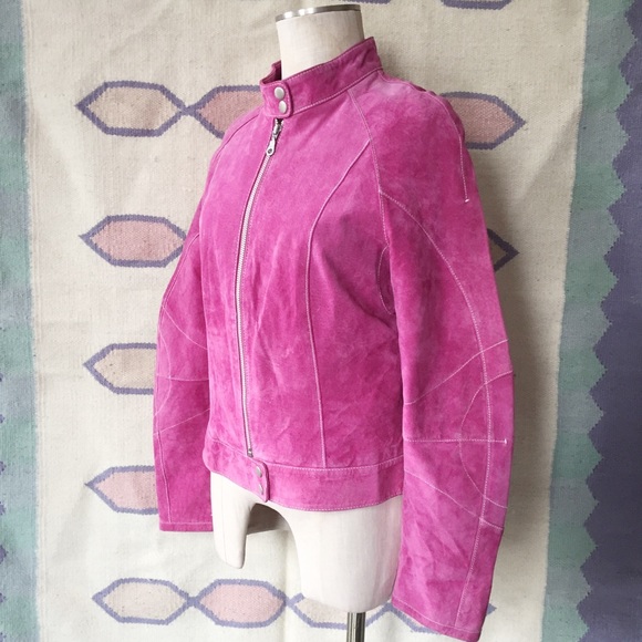 Genuine Leather Pink Biker Jacket - Picture 3 of 8